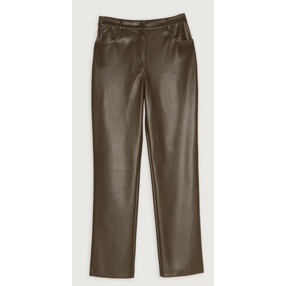 OAK + FORT Pants - OAK + FORT Vegan Leather Pants Brown Garment with Polyurethane Coating
